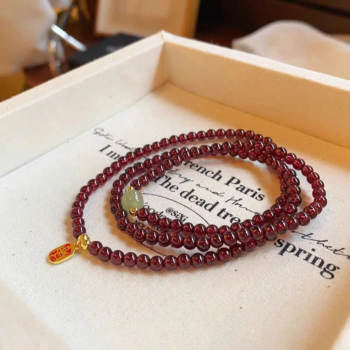 Vòng Tay Garnet Đỏ 4mm Vòng Quấn Cổ  – Đá Tự Nhiên – Tăng Năng Lượng, Thu Hút May Mắn & Ổn Định Cảm Xúc  Bồ đề sao nguyệt