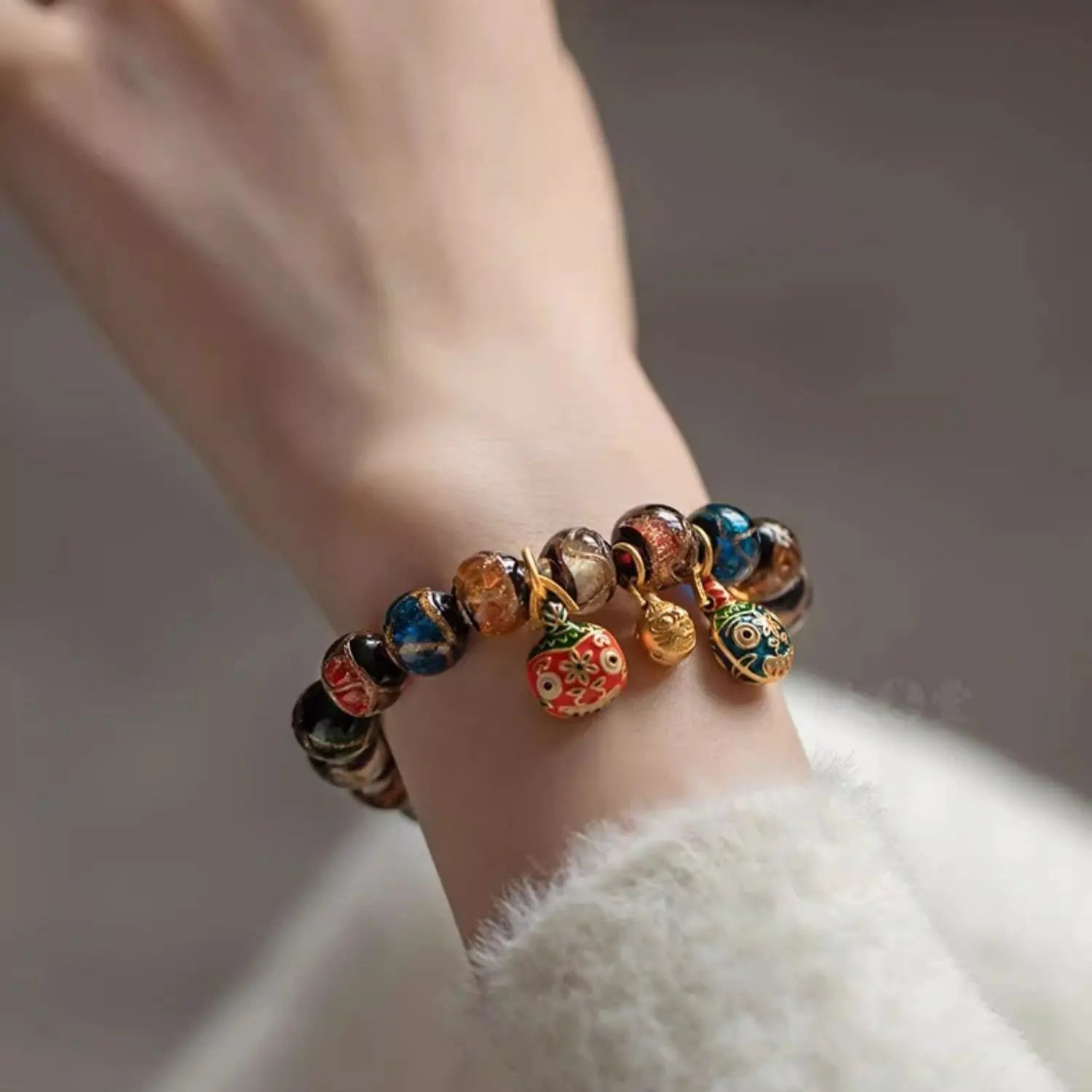 B53 Vòng Tay Lưu Ly Tro Ngũ Hành 10mm - Chiêu Tài Lộc Bảo Bình An, Dưỡng Bản Mệnh  Bồ đề sao nguyệt
