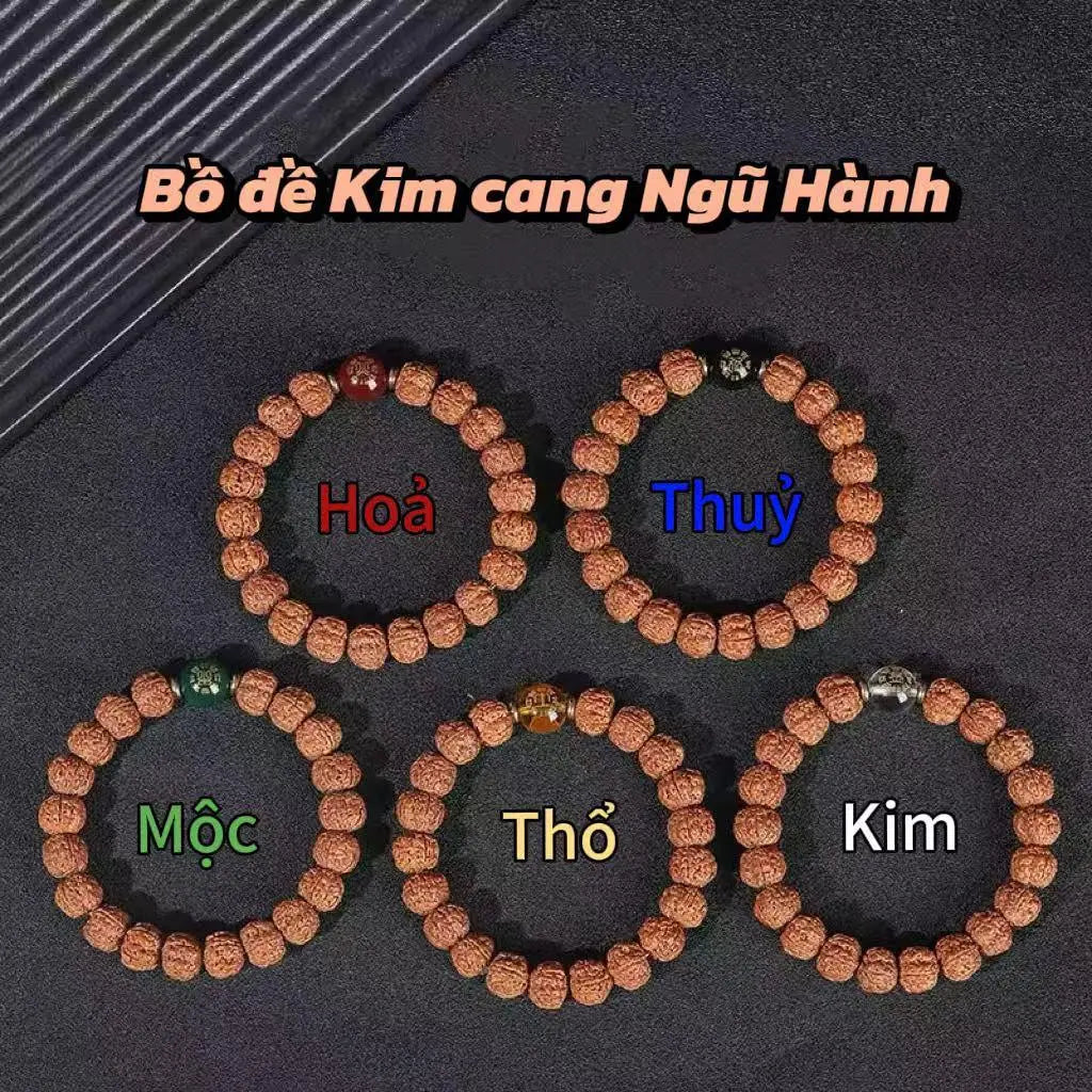 B63 Vòng Tay Bồ Đề Kim Cang Ngũ Hành - Chiêu Tài Lộc Bảo Bình An, Dưỡng Bản Mệnh  Bồ đề sao nguyệt