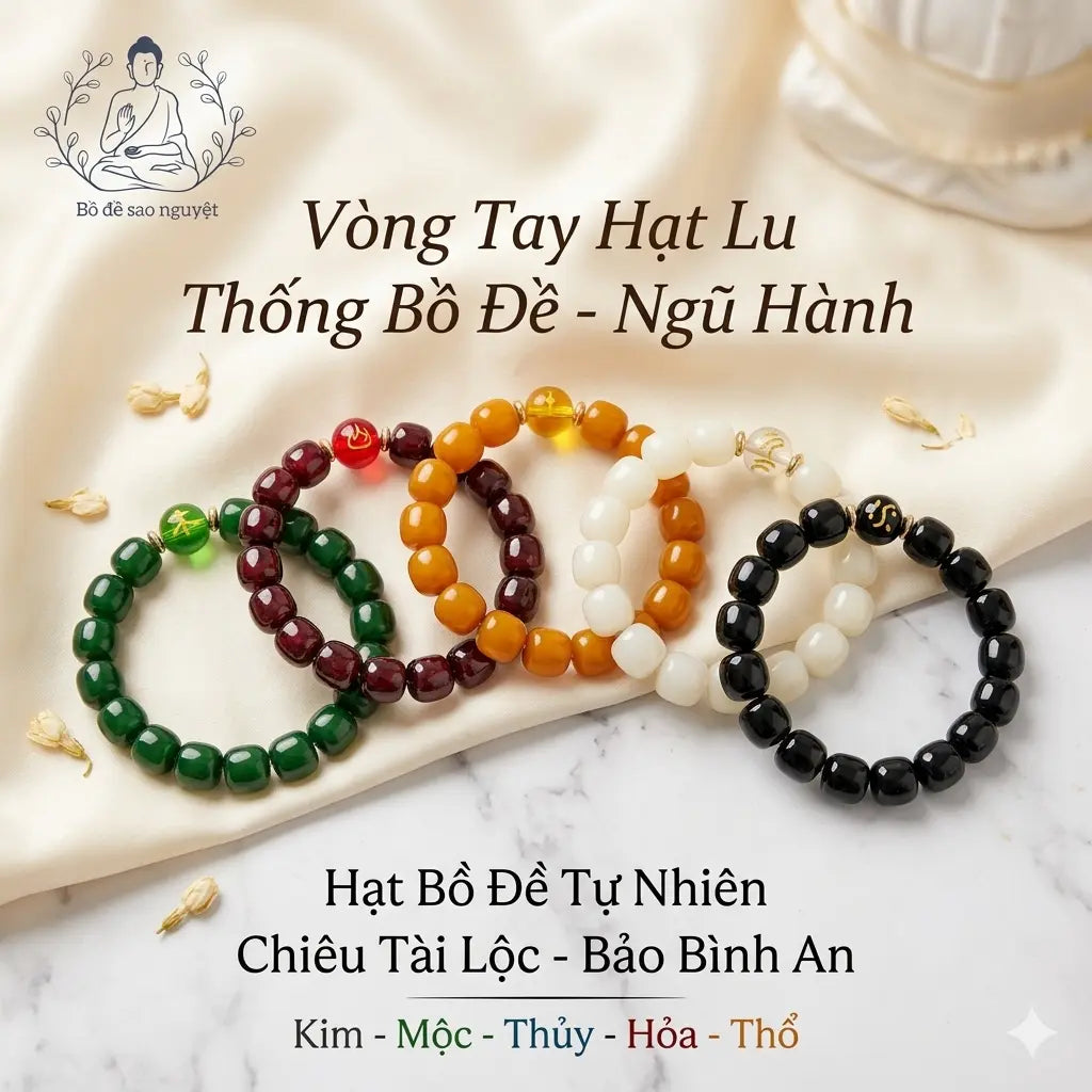S09 Vòng Tay Bồ Đề Ngũ Hành 10mm - Vòng Tay Hạt Bồ Đề Tự Nhiên Hạt Trơn Bảo Bình An Chiêu Tài Lộc  Bồ đề sao nguyệt