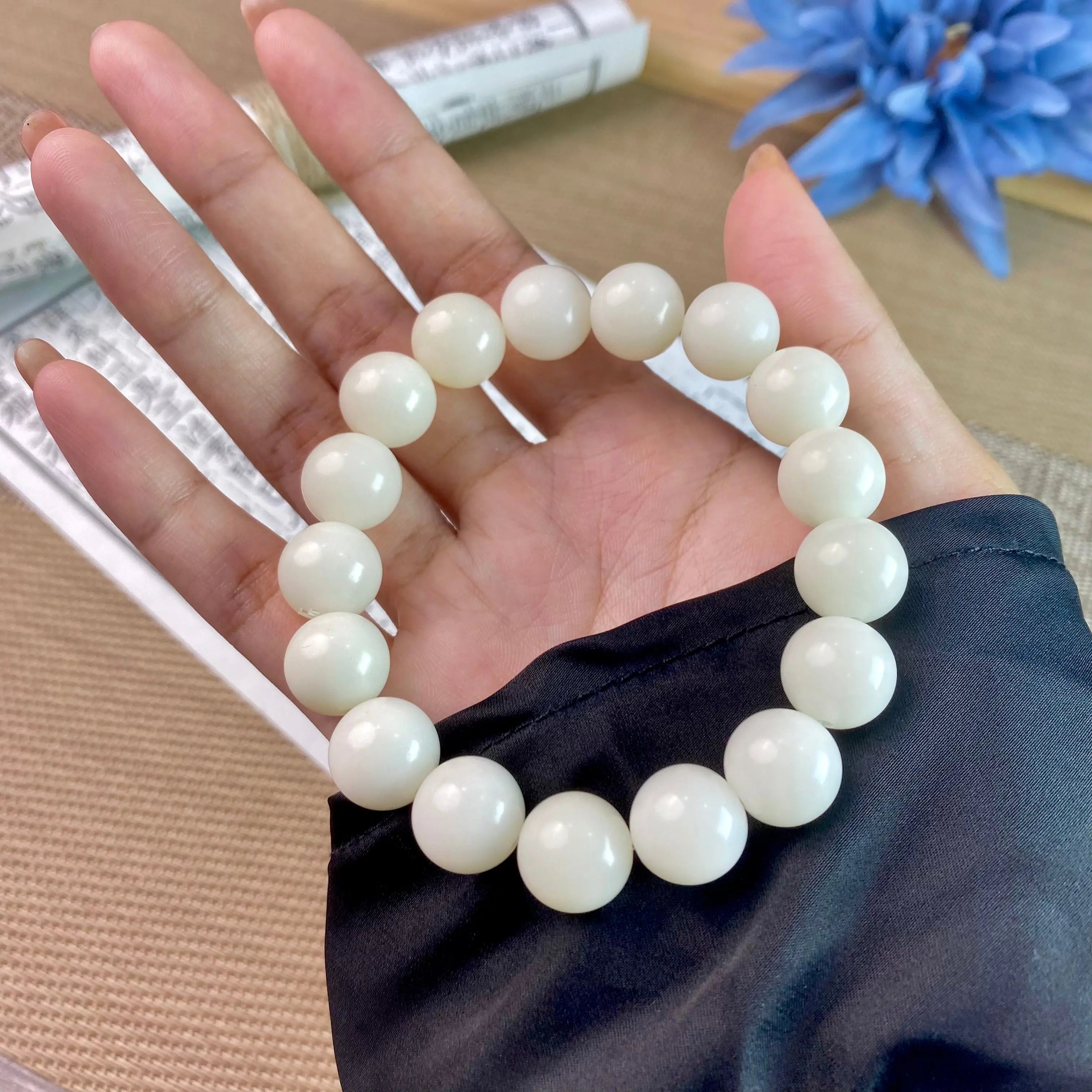 B45 - Thiên Sơn Thuý - Vòng Tay Hạt Bồ Đề Trơn ~12.5mm - Hạt Bồ Đề Phong Hoá - Vòng tay hạt bồ đề tự nhiên hạt tròn  Bồ đề sao nguyệt