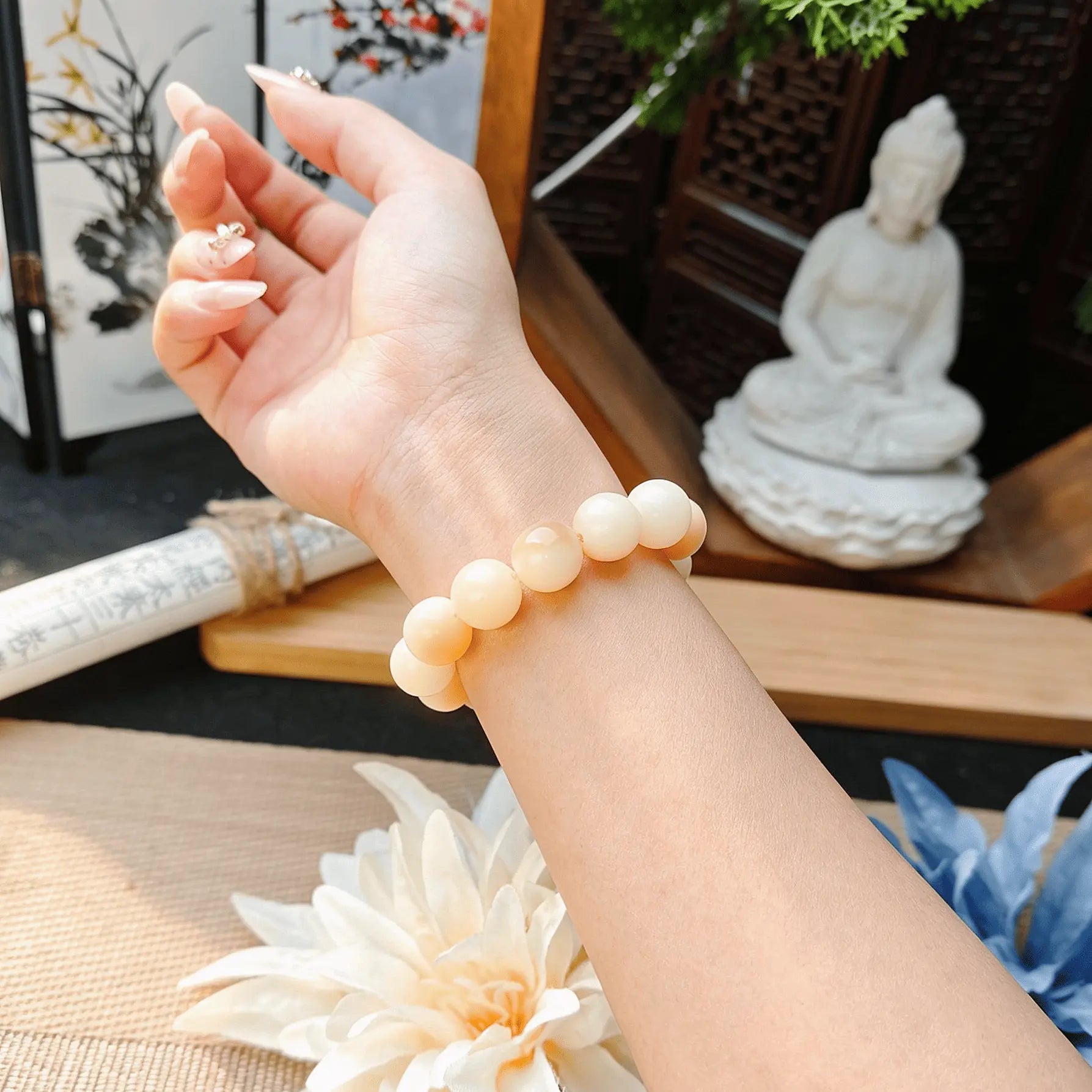 B44 - Linh Tiêu - Vòng Tay Hạt Bồ Đề Tròn 12mm - Màu Pastel Xinh  Bồ đề sao nguyệt