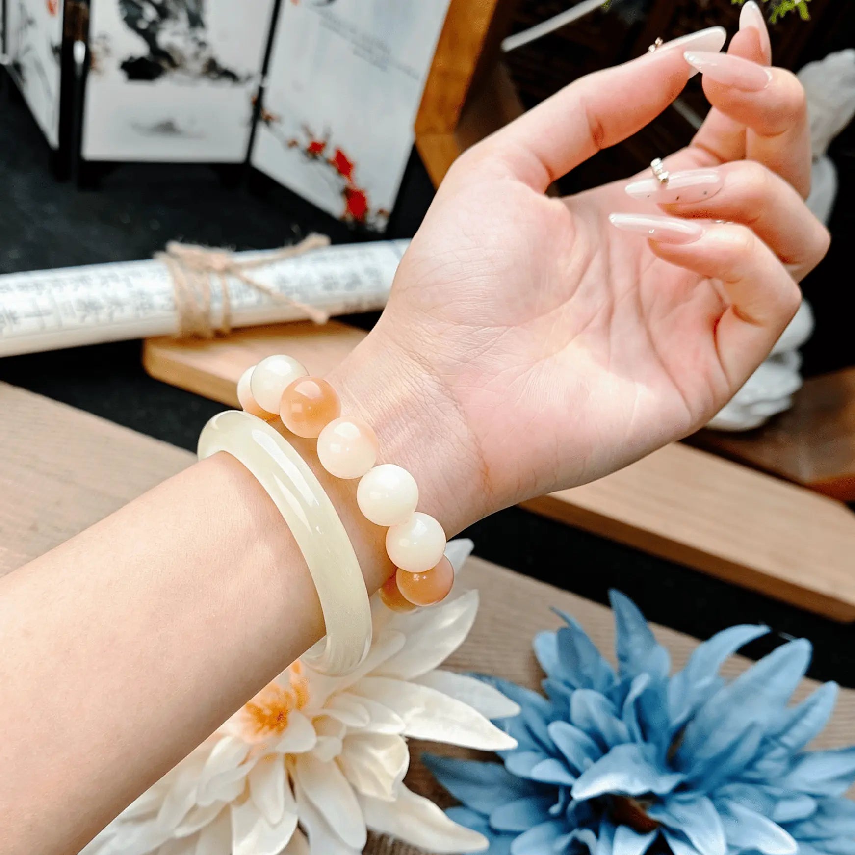 B44 - Linh Tiêu - Vòng Tay Hạt Bồ Đề Tròn 12mm - Màu Pastel Xinh  Bồ đề sao nguyệt
