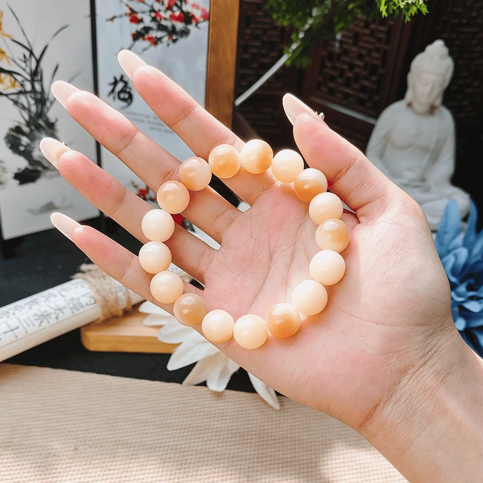 B44 - Linh Tiêu - Vòng Tay Hạt Bồ Đề Tròn 12mm - Màu Pastel Xinh  Bồ đề sao nguyệt