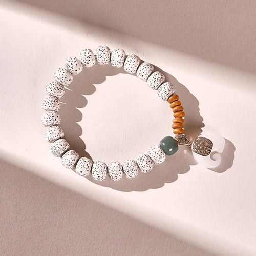 B22 Vòng Tay Tinh Nguyệt Bồ Đề 9.5mm Charm Voi Tây Tạng Hạt Bồ Đề Tự Nhiên May Mắn Bình An  Bồ đề sao nguyệt