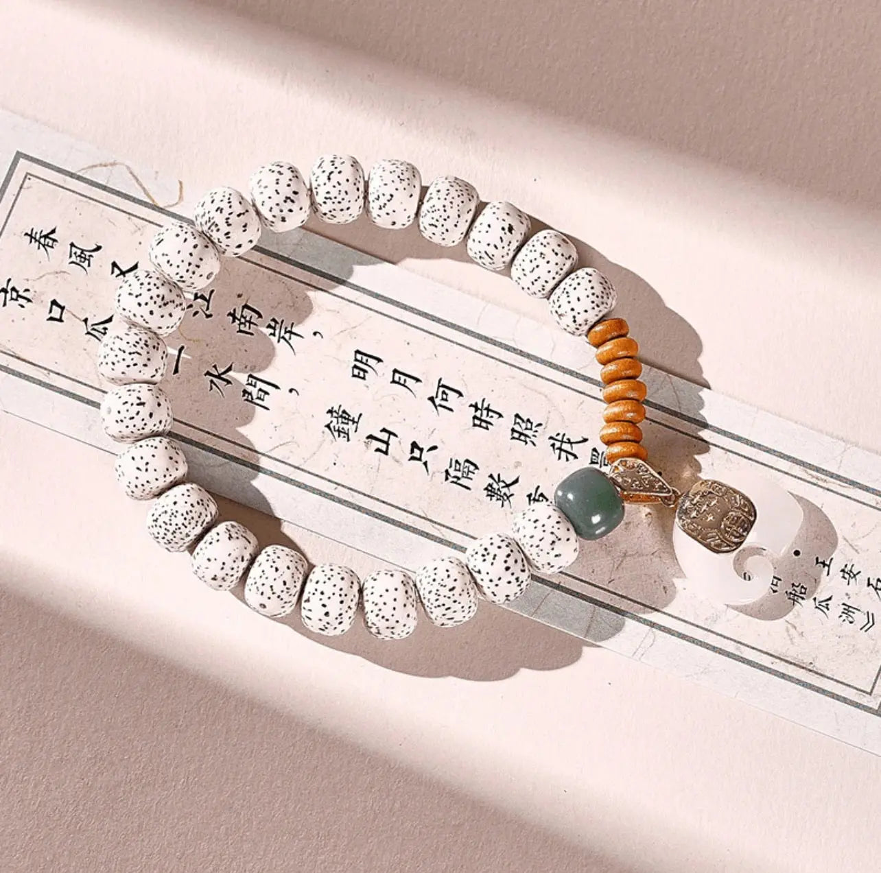 B22 Vòng Tay Tinh Nguyệt Bồ Đề 9.5mm Charm Voi Tây Tạng Hạt Bồ Đề Tự Nhiên May Mắn Bình An  Bồ đề sao nguyệt