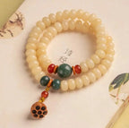 B08 – Bạch Ngọc Bồ Đề Tâm Liên – Vòng tay hạt bồ đề tự nhiên charm gỗ treo tâm sen  Bồ đề sao nguyệt