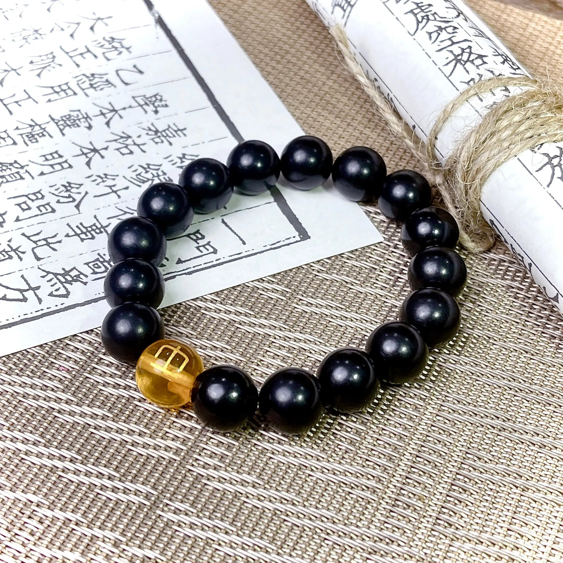 B50 Hắc Bồ Đề Ngũ Hành 12mm - Vòng Tay Hạt Bồ Đề tự nhiên chạm khắc Lục Tự Đại Minh Chú bảo bình an  Bồ đề sao nguyệt