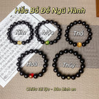 B50 Hắc Bồ Đề Ngũ Hành 12mm - Vòng Tay Hạt Bồ Đề tự nhiên chạm khắc Lục Tự Đại Minh Chú bảo bình an  Bồ đề sao nguyệt
