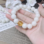 B51 Bạch Ngọc Bồ Đề Ngũ Hành 12mm - Vòng Tay Hạt Bồ Đề tự nhiên chạm khắc Lục Tự Đại Minh Chú bảo bình an  Bồ đề sao nguyệt