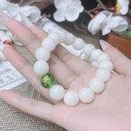 B51 Bạch Ngọc Bồ Đề Ngũ Hành 12mm - Vòng Tay Hạt Bồ Đề tự nhiên chạm khắc Lục Tự Đại Minh Chú bảo bình an  Bồ đề sao nguyệt