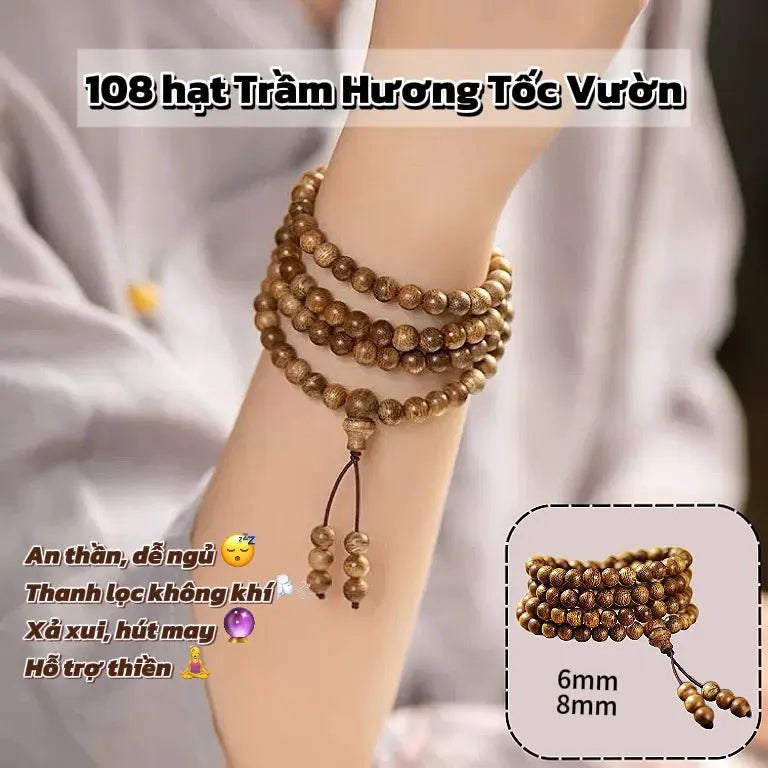 B52 108 Hạt Trầm Hương Tốc Vườn, 5-10 Năm, Kích Thước 6-8mm, Thu Hút Tài Lộc Và Bảo Bình An  Bồ đề sao nguyệt