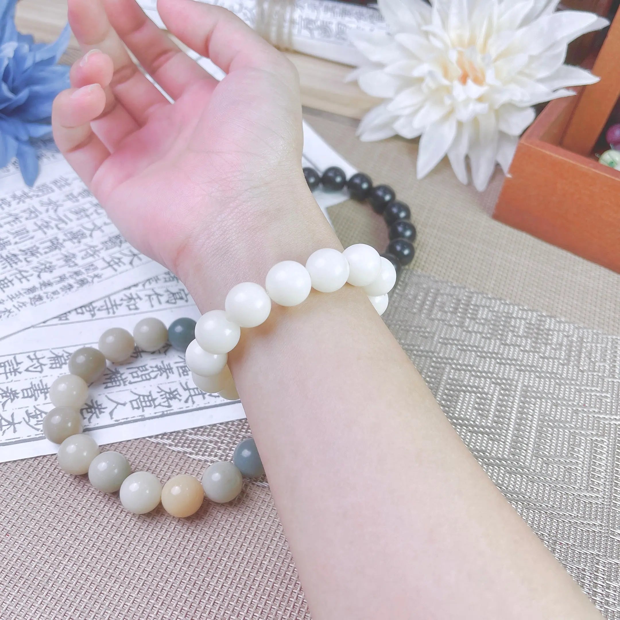 B45 - Thiên Sơn Thuý - Vòng Tay Hạt Bồ Đề Trơn ~12.5mm - Hạt Bồ Đề Phong Hoá - Vòng tay hạt bồ đề tự nhiên hạt tròn  Bồ đề sao nguyệt
