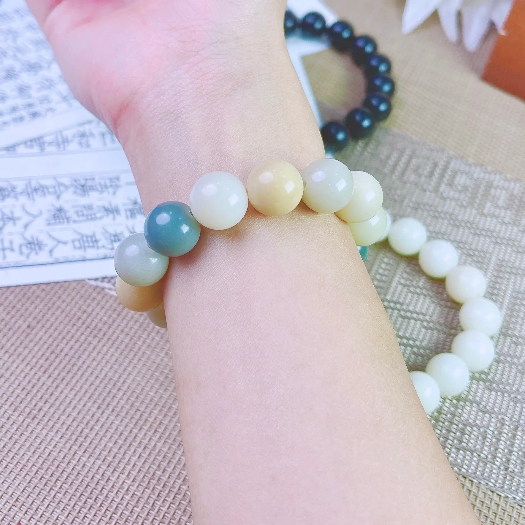 B45 - Thiên Sơn Thuý - Vòng Tay Hạt Bồ Đề Trơn ~12.5mm - Hạt Bồ Đề Phong Hoá - Vòng tay hạt bồ đề tự nhiên hạt tròn  Bồ đề sao nguyệt