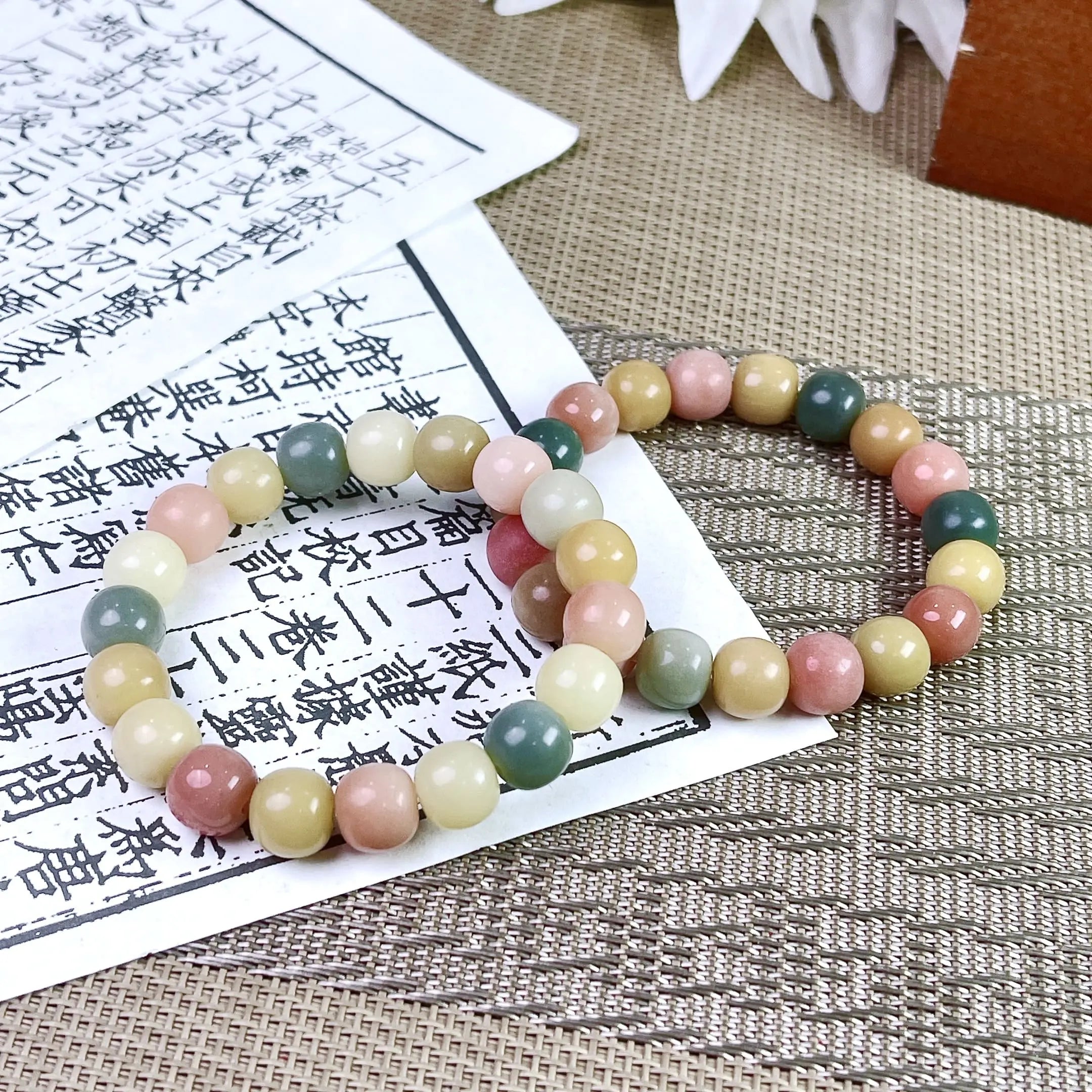B41 - Đậu Thảo - Vòng Tay Hạt Bồ Đề Kích Thước 10mm - Hạt Nhỏ - Đa Sắc Xinh - Màu Pastel  Bồ đề sao nguyệt