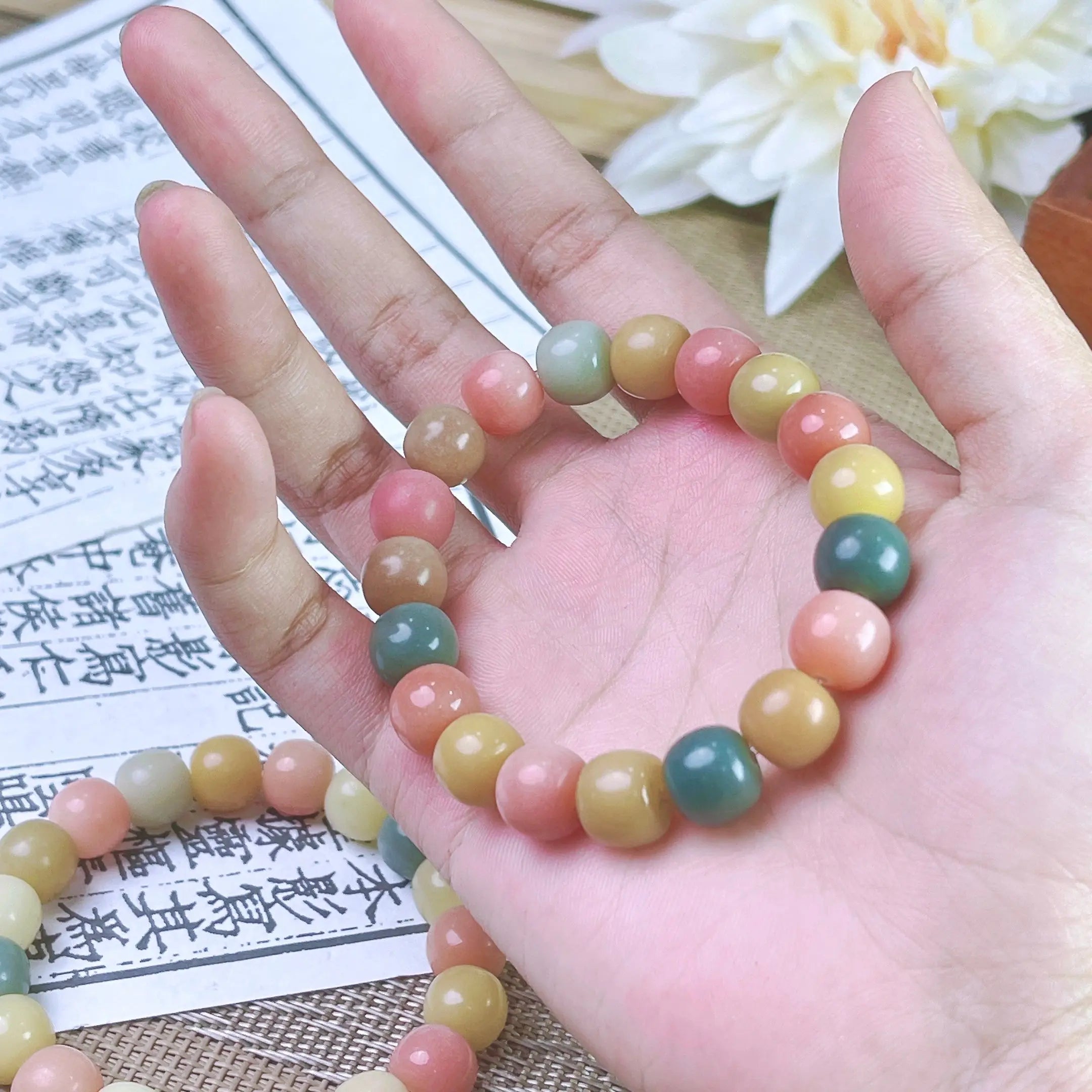 B41 - Đậu Thảo - Vòng Tay Hạt Bồ Đề Kích Thước 10mm - Hạt Nhỏ - Đa Sắc Xinh - Màu Pastel  Bồ đề sao nguyệt