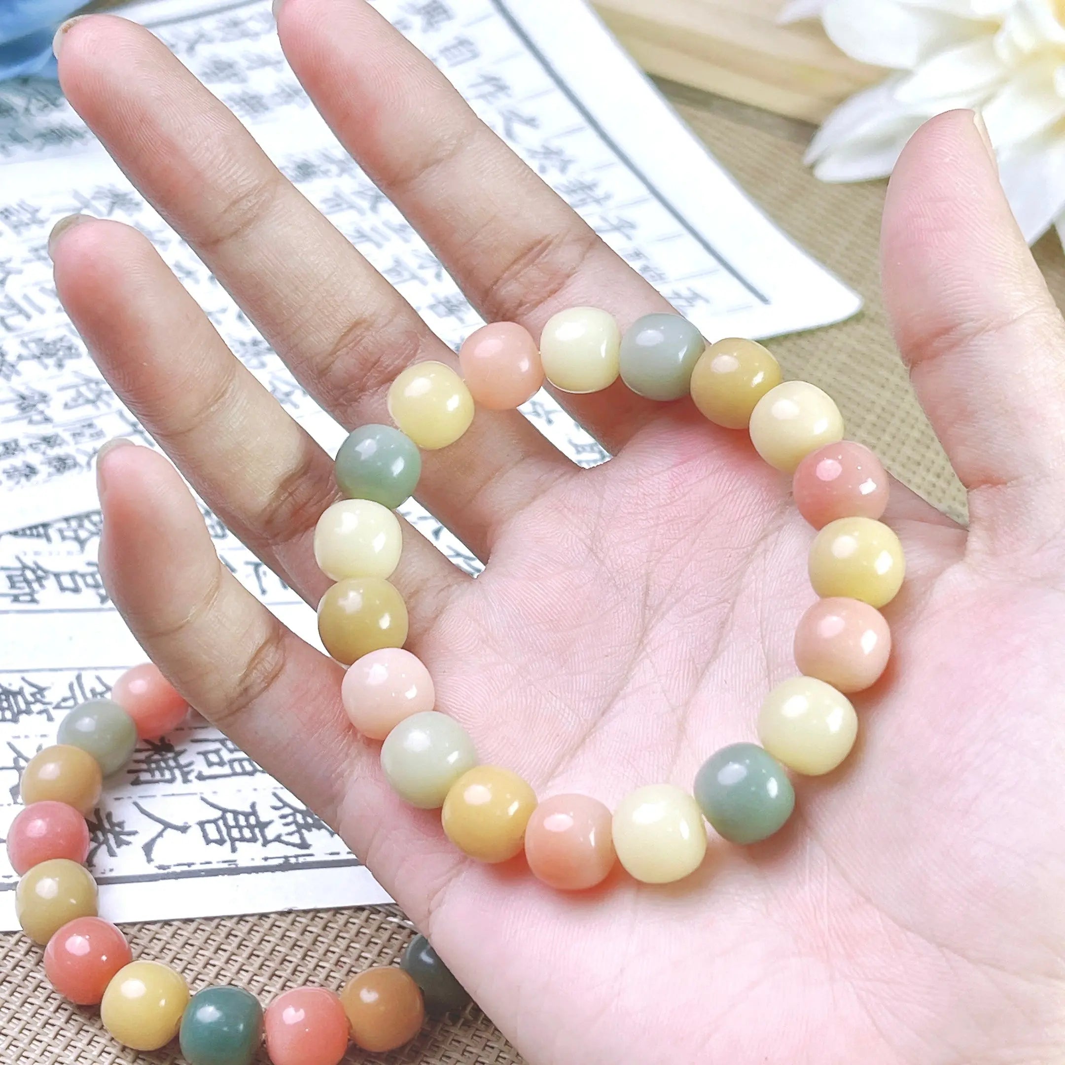 B41 - Đậu Thảo - Vòng Tay Hạt Bồ Đề Kích Thước 10mm - Hạt Nhỏ - Đa Sắc Xinh - Màu Pastel  Bồ đề sao nguyệt