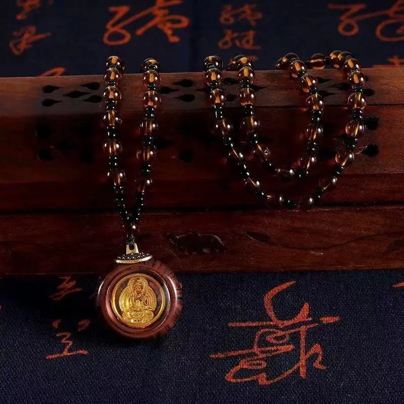 B31 Dây Đeo Cổ Quan Âm Bồ Tát Phối Hạt – Mặt Tròn Bảo Hộ – Bình An, Hóa Giải Lo Âu & Thu Hút Năng Lượng Tốt  Bồ đề sao nguyệt