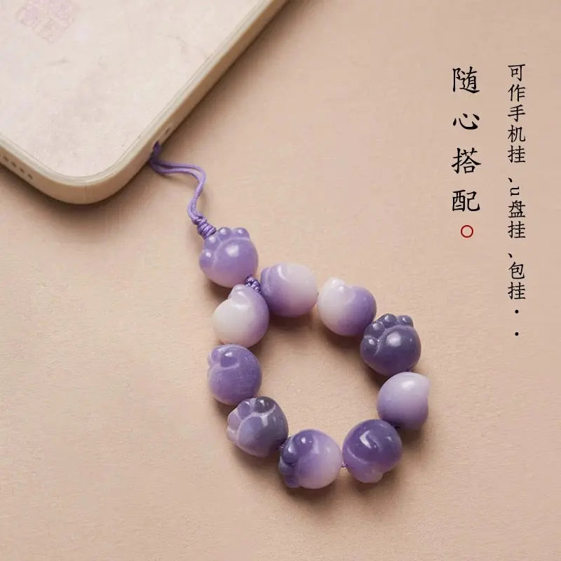 B36 - Móc Treo Điện Thoại / Móc Treo Chìa Khóa Bằng Hạt Bồ Đề Tự Nhiên Bảo Bình An Chiêu Tài Lộc - 12mm  Bồ đề sao nguyệt