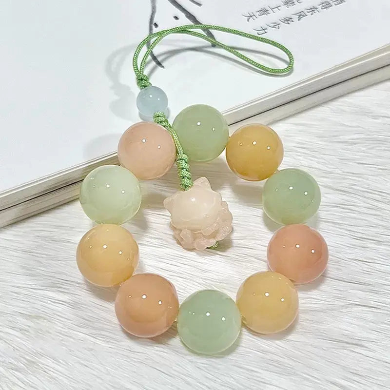B36 - Móc Treo Điện Thoại / Móc Treo Chìa Khóa Bằng Hạt Bồ Đề Tự Nhiên Bảo Bình An Chiêu Tài Lộc - 12mm  Bồ đề sao nguyệt