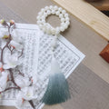 B38 – Chuỗi vòng dài Hạt Bạch Ngọc Bồ Đề tự nhiên - Lần hạt, đeo tay - Hoa sen, Nhẫn treo, Tua rua ombre xinh  Bồ đề sao nguyệt