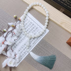 B38 – Chuỗi vòng dài Hạt Bạch Ngọc Bồ Đề tự nhiên - Lần hạt, đeo tay - Hoa sen, Nhẫn treo, Tua rua ombre xinh  Bồ đề sao nguyệt