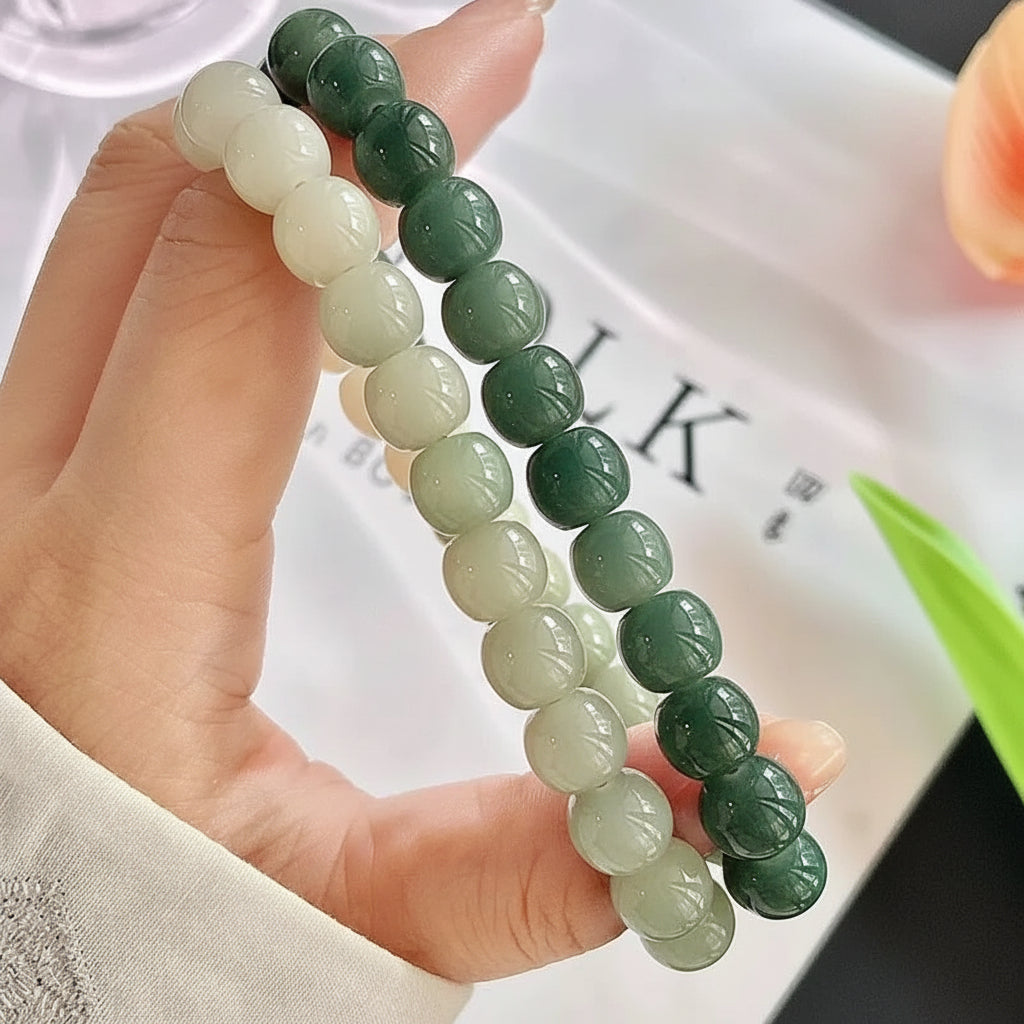 B39 - Chuỗi hạt Bồ Đề Phong Hoá Xanh 8x9mm vòng đôi đeo tay Charm hồ lô chiêu tài lộc bảo bình an  Bồ đề sao nguyệt