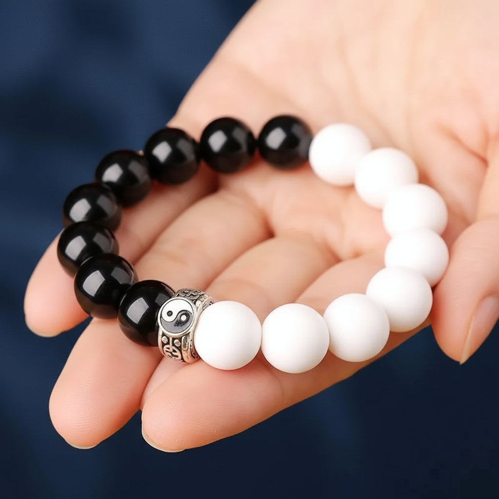 S08 Vòng Tay Thái Cực Đen Trắng 8–10–12–14mm - Cửu Tự Chân Ngôn | Cân Bằng Cảm Xúc – Thu Hút Năng Lượng Tích Cực  Bồ đề sao nguyệt